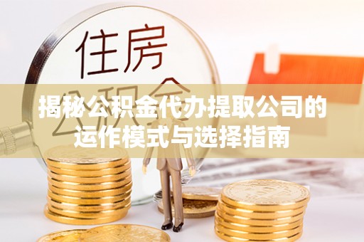 安仁揭秘公积金代办提取公司的运作模式与选择指南