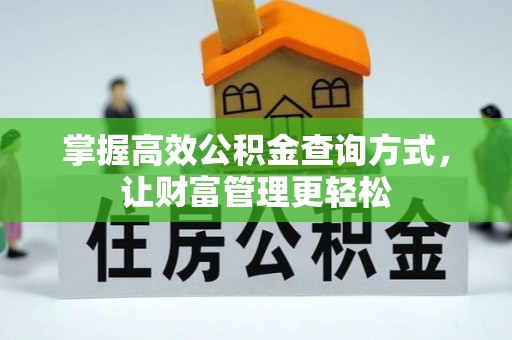 安仁掌握高效公积金查询方式，让财富管理更轻松