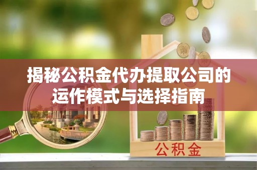 安仁揭秘公积金代办提取公司的运作模式与选择指南